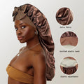 Custom Logo Double Layer Reversible Elastic Band Hair Silk Satin Long Braid Bonnet for Braids Customization