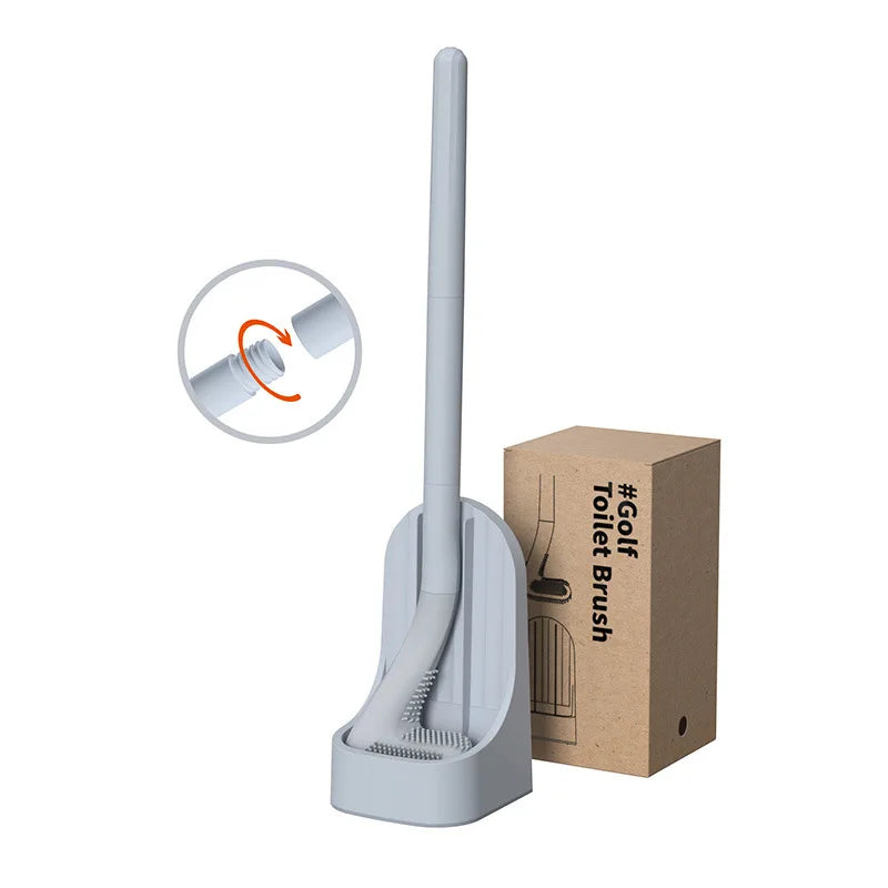 2025 New Design Wall Mounted Silicone Golf WC Toilet Cleaning Brush and Holder Set With Holder