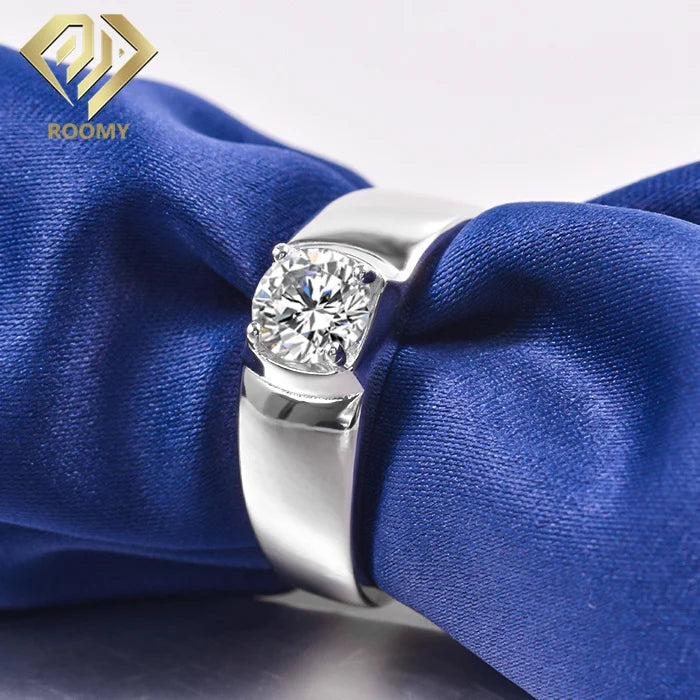 Hot Sales Popular 18K White Gold Plated 6.5mm D Moissanite Diamond Ring 925 Sterling Silver Jewelry