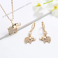 18k Micro-pave Dainty Elephant Jewelry Colorful Zirconia Bulk Necklace and Earrings Sets with Zircon Stone