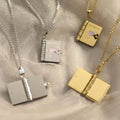 New Butterfly Heart Shaped Book Charm Necklace 18k Gold Plated Stainless Steel Box Charm Necklace Jewelry Women