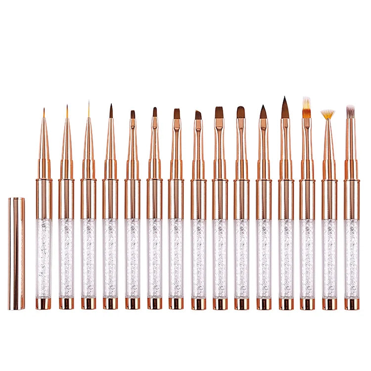 Custom Logo Nail Art Brushes Supplies Crystal Handle Acrylic Brush Acrylic Nail Brush for Acrylic Powder