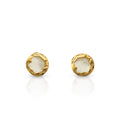Chris April Fashion Jewelry 316L Stainless Steel PVD Gold Plated Minimalist Hammered Texture White Natural Shell Stud Earring
