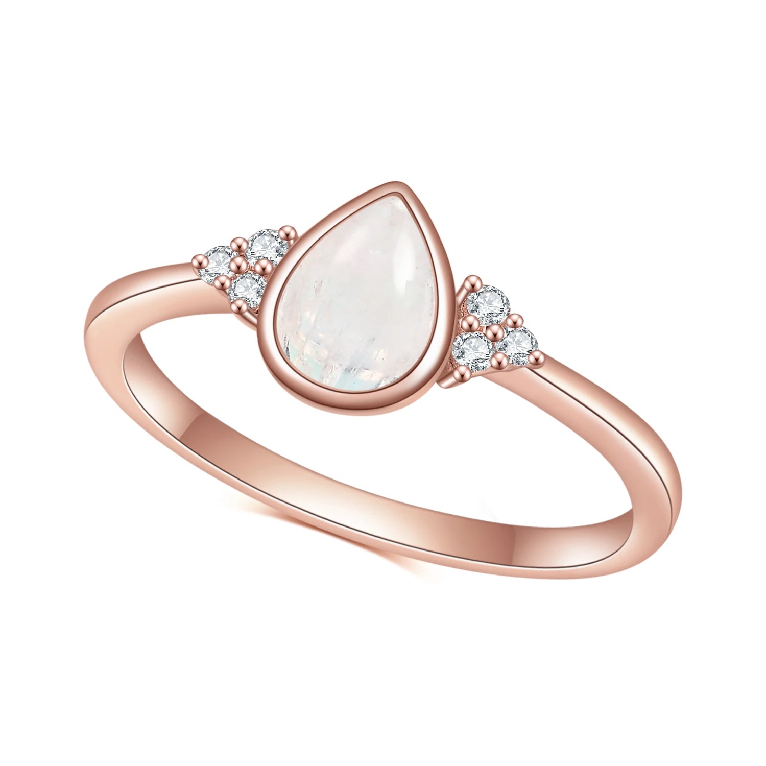 OL1032 Abiding Fine Jewelry Custom Cheap Silver 925 Jewellery Cabochon Pear Shape Milky Rainbow Moonstone Ring