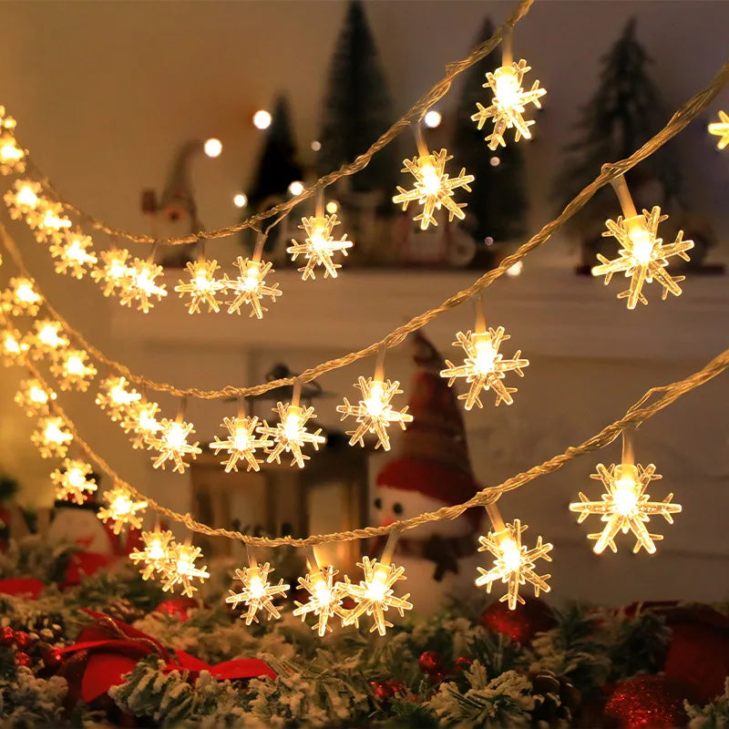 LED Snowflakes  Indoor String Lights Battery Operated Fairy Lights  for Bedroom Dorm Patio Garden Christmas Party