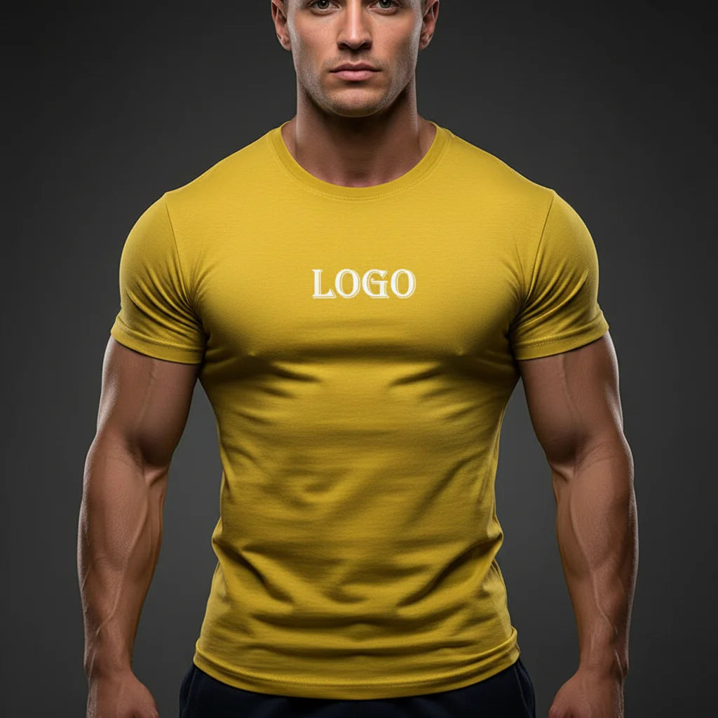 Custom Printed Breathable Plus Size Men's Gym Sports Running Short Sleeve T-Shirts-Active Wear Athleisure (Spandex/Cotton)