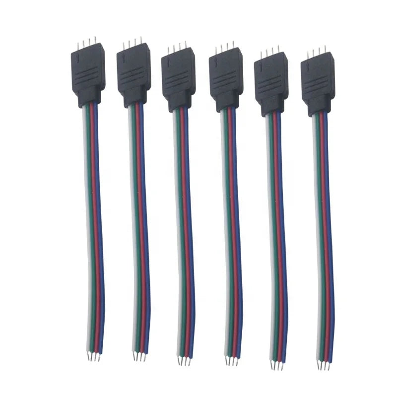 Factory 4 Pin LED RGB Connector Male Female Plug Socket Connector With 15cm Wire Cable for 5050 2835 RGB LED Strip Lighting