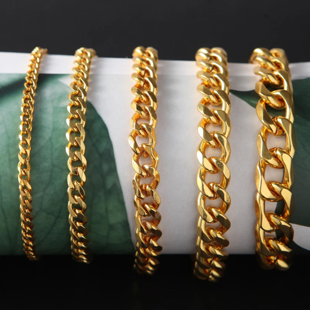 Hot Selling Fashion Personality Stainless Steel Six-sided Polished Women Men Stainless Steel Chain Bracelet