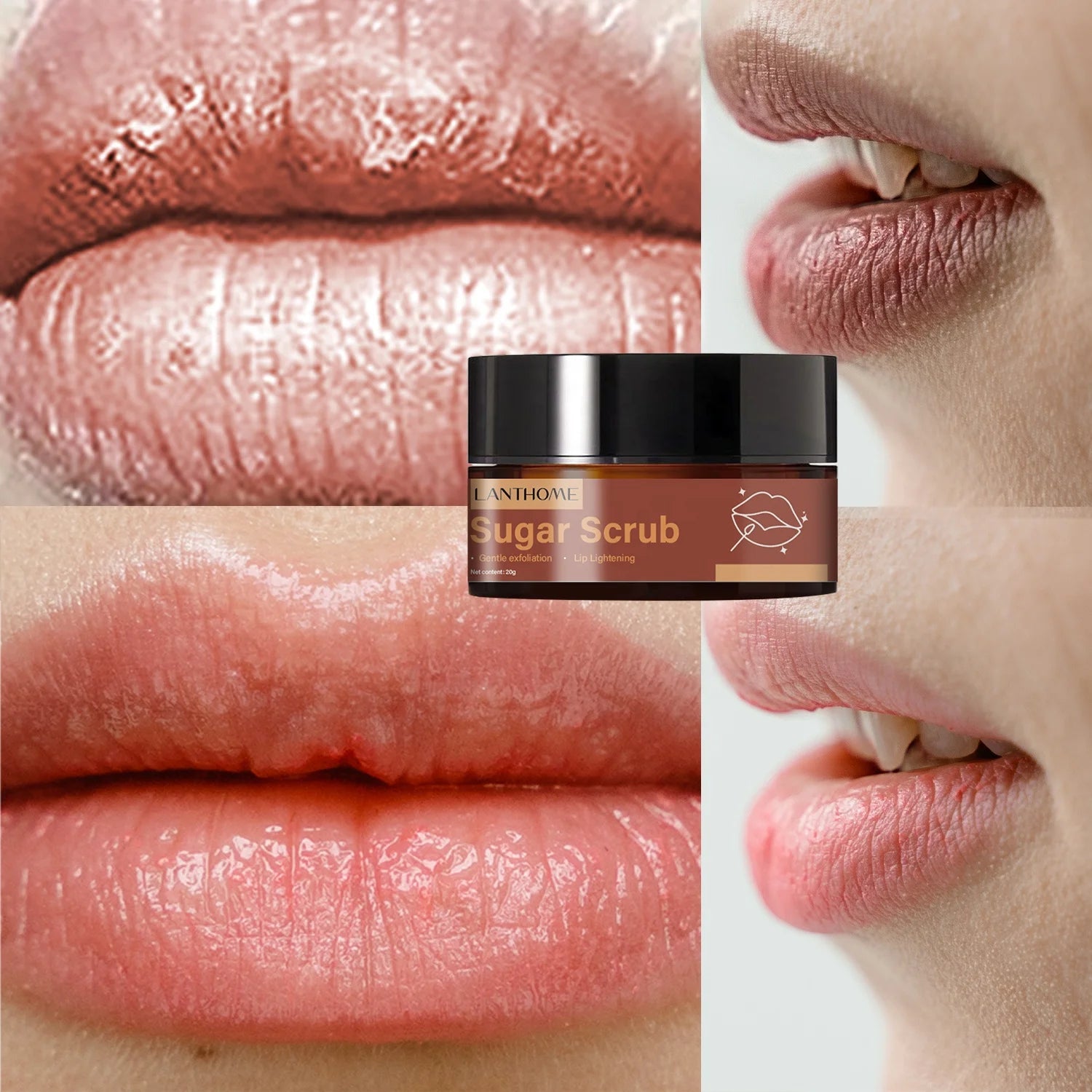 Natural Vegan Lip Care Scrub Gentle Exfoliating Brown Sugar Lightening Moisturizing Lightening Lip Lines Lip Scrub