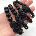 Fashion Women Men Feng Shui Black Crystal PiXiu Bracelet 8mm 10mm 12mm 14mm Good Luck Bracelet Black Beads