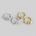 Gold Tiny 3 Circles CZ Pave Hoop Sterling Silver Small Hoops Gold Huggie Hoops 18k Gold 925 Silver Minimalist Earrings
