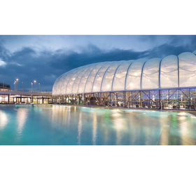 PVDF PTFE ETFE Material Sports Canopy Tent Waterproof Curved Tensile Roof Membrane Structure