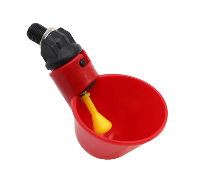 New Plastic Chicken Nipple Drinker in Red and Yellow Color with Thick Core and 3 Way Pipe for Poultry