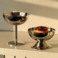 Luxury Modern Customized Logo Party Snack Bowls Stainless Steel Silver Salad Bowl Goblet Short Feet Bar KTV Ice Cream Cup