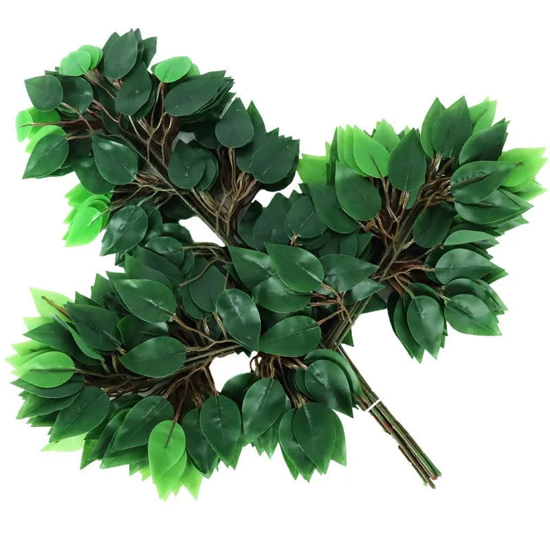 12pcs Artificial UV-resistant PVC Ficus Leaves Greenery Plant Spray for Wedding Arch DIY Wreath Home Decor