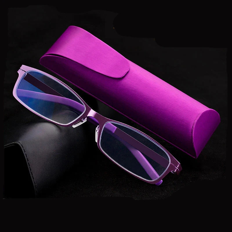 Purple Metal Frame PC Lens Anti-blue Light Eye Protection Women's Reading Glasses Custom Logo Black Women Reading Glasses