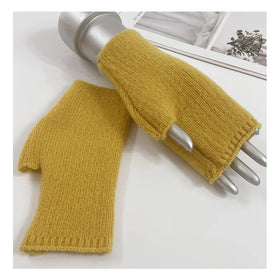Winter Knitted Half Finger Gloves for Women Soft Warm Knitting Arm Gloves Writing Fingerless Mittens Thicken Wool Guantes