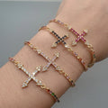 High Quality Colored Shiny Zircon Cross Charm Bracelets for Women Fashion Jewelry