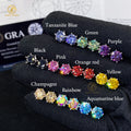 Newest Vintage 6.5mm Colorful Moissanite Stud Earrings 925 Sterling Silver With 6 Prong Round Cut Gold Main Material