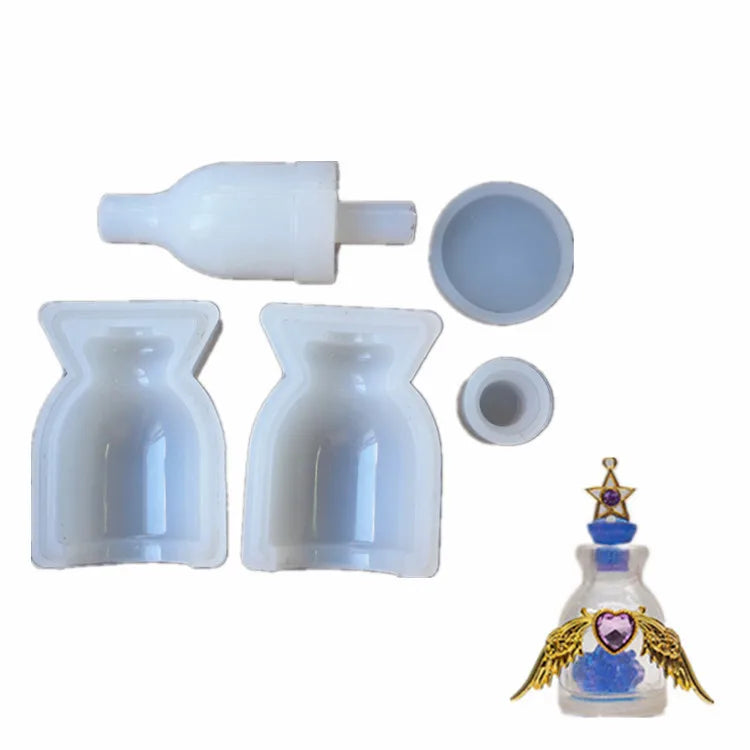 5 Kinds Small Bottle Container and Stopper UV Resin Epoxy Silicone Mold Jewelry Casting Perfume Bottle Silicone Mold