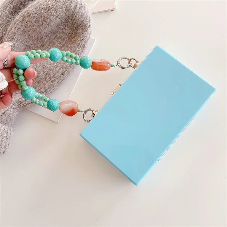 Large Acrylic Bead Handle Chain Short DIY Bag Purse Handle Chain Replacement Bag Chain Accessories with Gold Clasp for Purse Bag