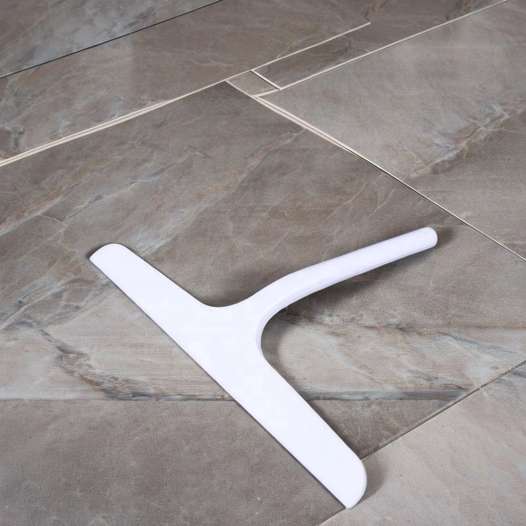 ALEO Window Screen Cleaning Silicone Squeegee White with Rounded Corners and Hook Shower Wipers Blade Bathroom Cleaner