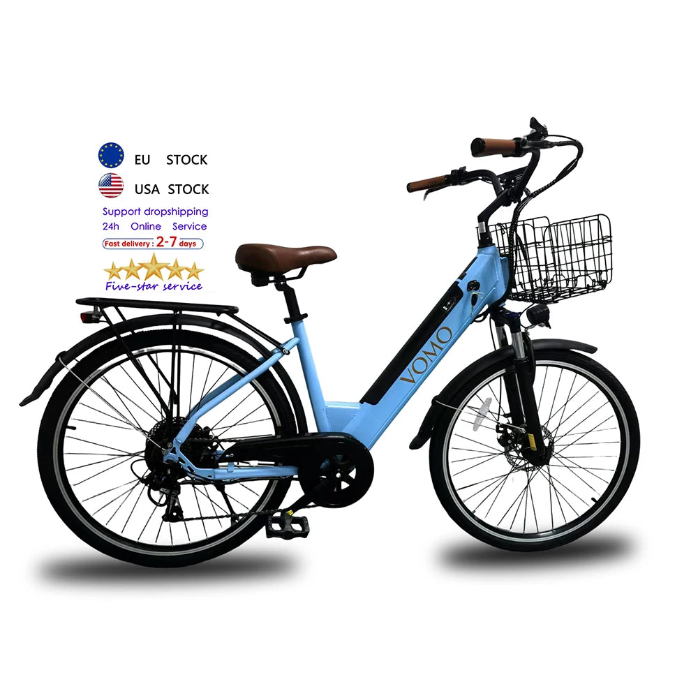 Black and White Color for Choice  Eu Warehouse Electric Bike With 26"x1.75 Skinny Tire E-bike City E Bike CS20 VOMO Ebike