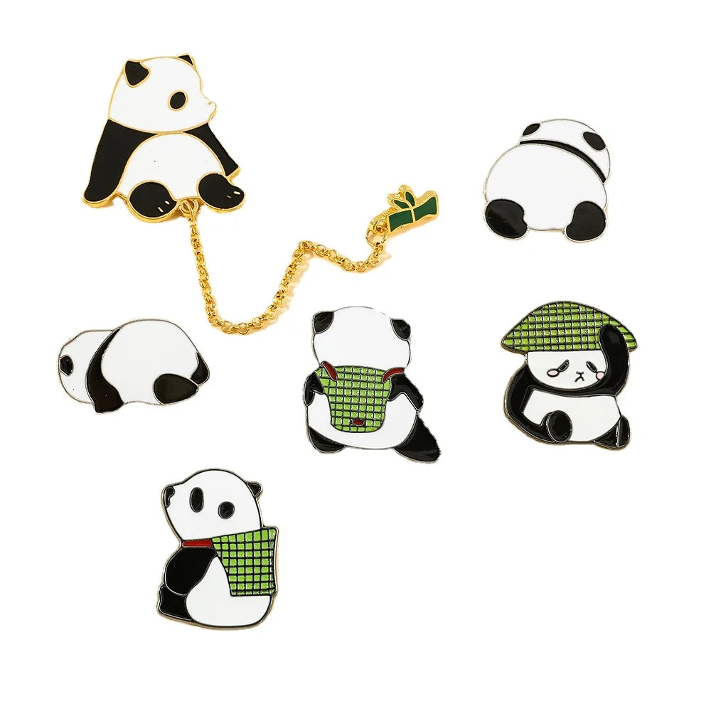 BSBH Wholesale Cute Panda Enamel Pins With Custom Logo Hard Soft Pin Lapel Pins for Holiday Workers Bag Pack Accessory
