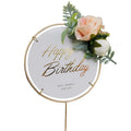 Premium Lucite Acrylic Laser Cut Cake Topper Cartoon Happy Birthday Party Supplies With Flower Decoration