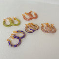 2024 Dazan Summer New 18k PVD Gold Plated 2.3CM Hypoallergenic Stainless Steel Ins Style Colorful Zircon Macaron Earrings Women