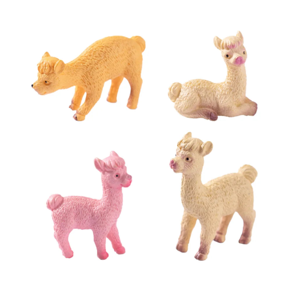 Kawaii Mini Realistic Religious Alpaca Sheep Hand-painted Sculpture Figurine Kid-Friendly Garden Micro Fairy Landscape Toy Resin