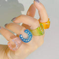 Wholesale New Design Horseshoe Transparent Resin Diamond Rings Geometric Clear Acrylic Chunky Ring