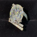Cadermay Sterling Silver S925 20ct Oval Shape Ice Out D VVS Moissanite Pass Diamond Tester Rings Band Jewelry