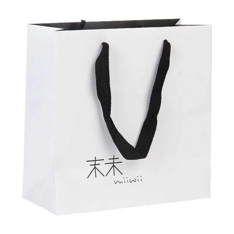 Blue Luxury Shopping Bags Silk Packing With Matt Black Outside Color Cotton Rope Paper Bag Handle