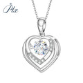 Heart Shaped Dancing Design VVS 1 Carat Round Cut 925 Sterling Silver Pendant Moissanite Necklace