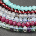 Natural Small Tiny Rondel Faceted Gem Stone Beads Cut Rondelle Crystal Beads for Jewelry Making 3x4mm 15" Strand