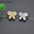 High Quality Anti Rust Gold Silver Plated CZ Pave Delicate Butterfly Shape Spacer Beads for DIY Jewelry Bracelet Making