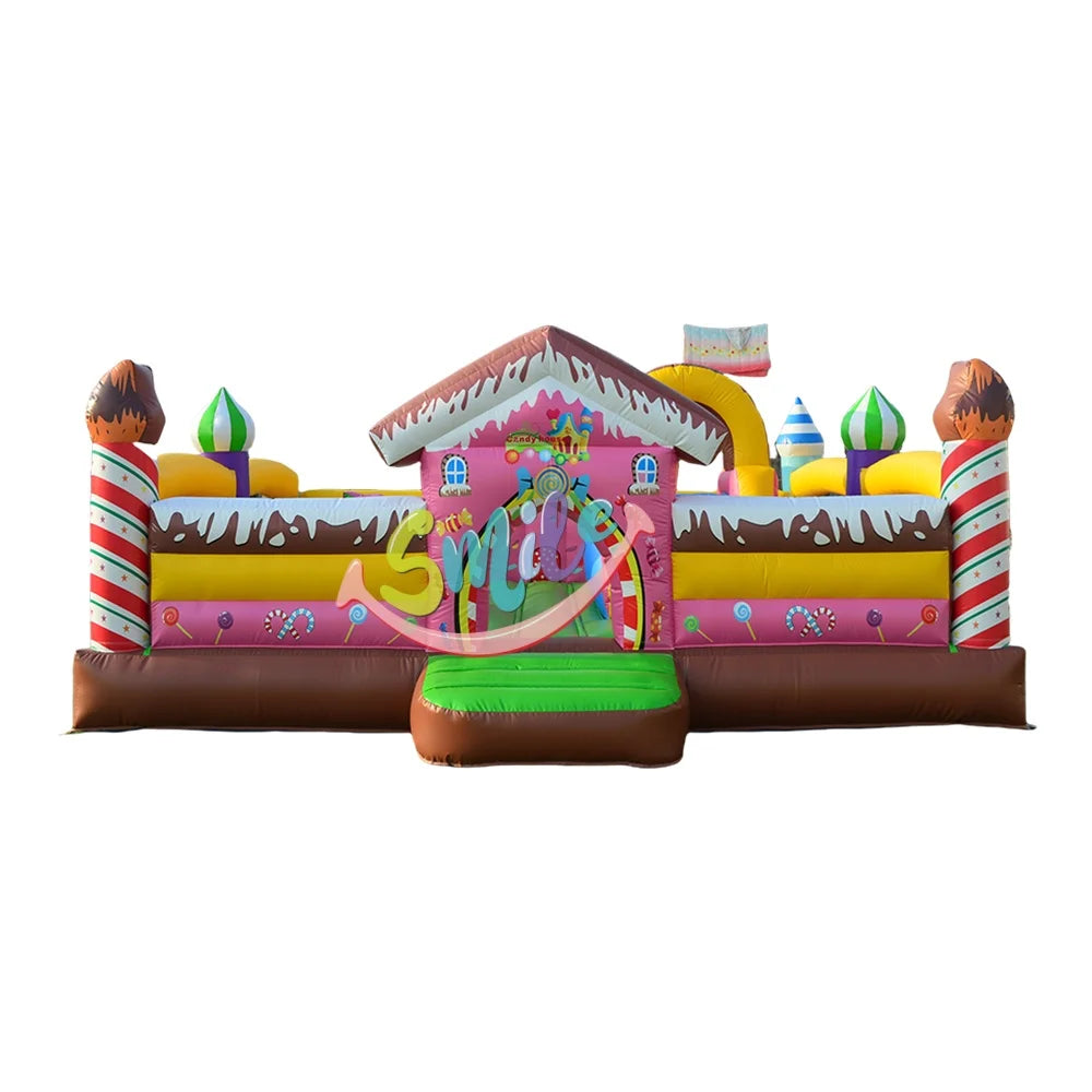 Commercial Inflatable Candy House Jump Bouncing Castle Candy Land Playground Combo Cake Theme Inflatable Bouncy Bouncer