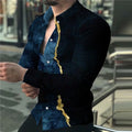 Long-Sleeved Professional Formal Shirt for Men Chemises De Luxe Homme All Over Printed Collared Shirt for Men