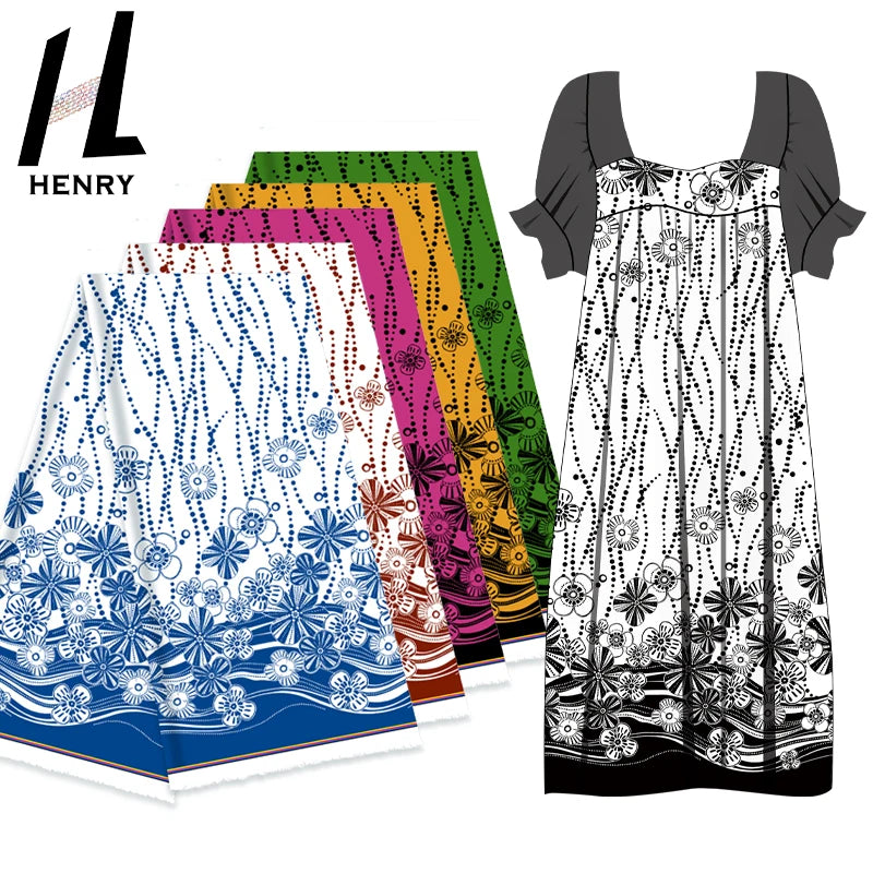 Factory Newly Design Blue Green Island Beach Style Polynesian Printing Dress Fabric by the Yard