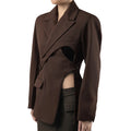 TWOTWINSTYLE Outerwear Irregular Design Lace-up Jacket Waist Cinching Hollowed Woven Polyester Lining Suit