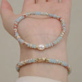 Charm Natural Fresh Water Baroque Pearl Gold Plated Casual/Sporty Tianhe Stone Elastic Rope Bracelet Designer Woven Women's