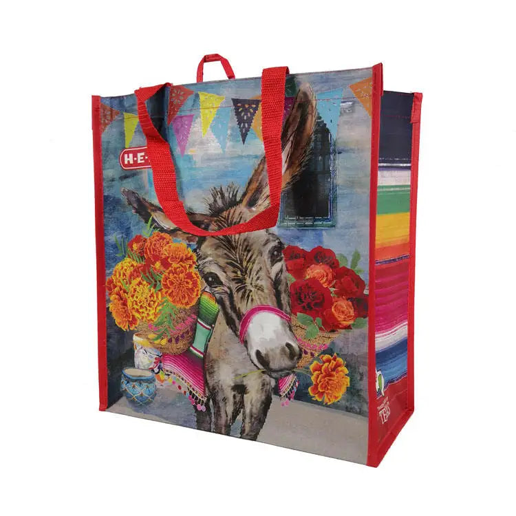 Custom Design Recycled Reusable Colorful Handmade PP Plastic Woven Tote Bag