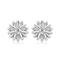 Dainty 925 Sterling Silver Diamond Daisy Flower Stud Earrings for Women