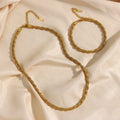 Dreamshow Vintage Water Proof Woven Rope Chain Necklace 18K Gold Plated Stainless Steel Choker Necklace
