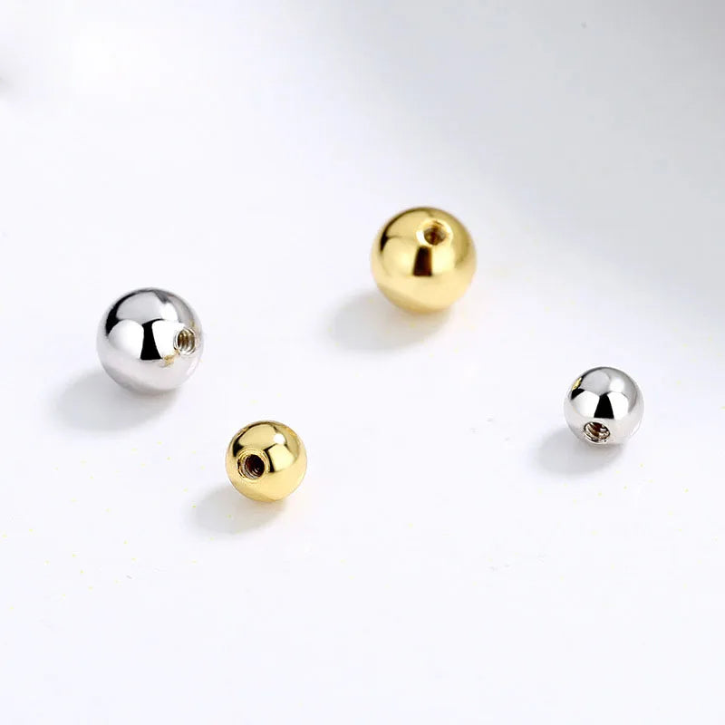 Classics 925 Sterling Silver 3mm 4mm Screw Round Beads for Cartilage Earrings Making Accessories Wholesale