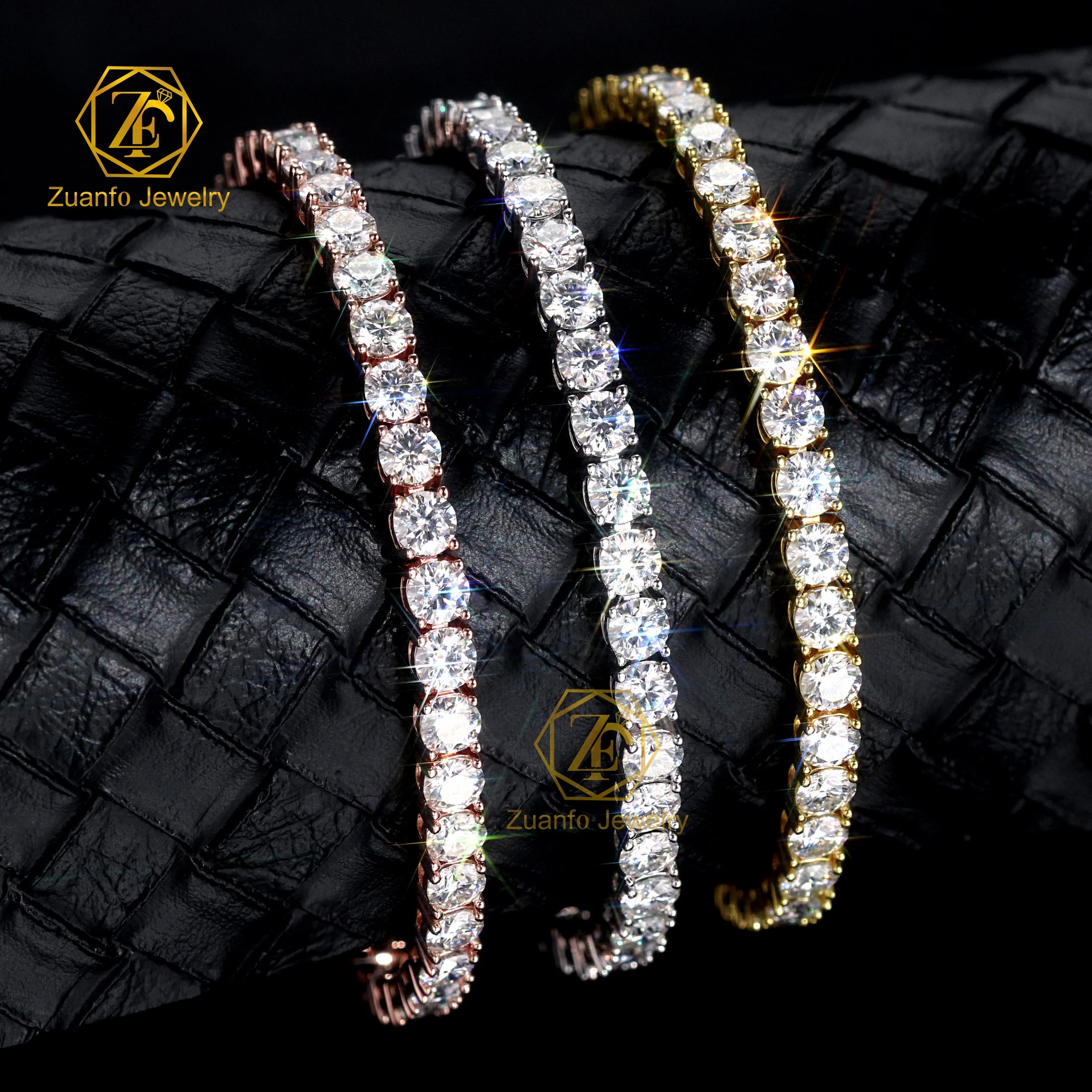 925 Silver HipHop Style 2MM-4MM Gold Plated Moissanite Tennis Chain Cheap Price Bracelet Necklace for Gift or Party
