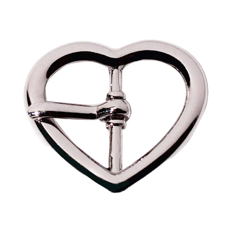 Heart Shape Shoes bar Buckle Making Nickle Color Zinc Alloy Women Accessory Pin Straps for Ladies Belt