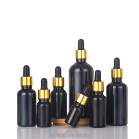 5-250ml 10ml 15ml Frosted Matte Glossy Black Glass Dropper Serum Bottle Essential Oil Perfume Cosmetics Customized