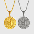 Fashion 18K Gold Plated Guadalupe Virgin Mary Necklace Women Men Stainless Steel Religious Christian Jesus Pendant Necklace